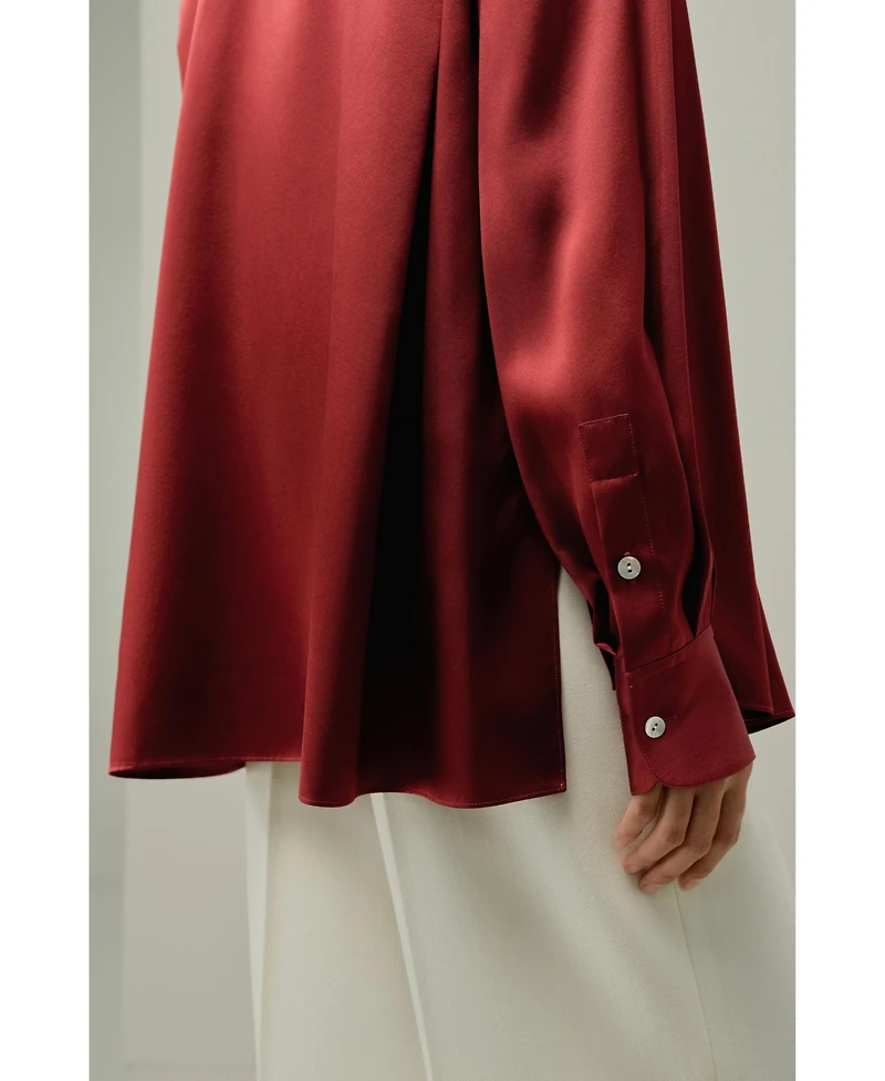 Lilysilk Women's Scarlet Oversize Silk Shirt