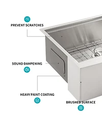 huluwat 33x22x10inch Stainless Steel Farmhouse Kitchen Sink Apron Front Workstation 16 Gauge