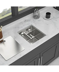 flynama 15x17x9inch Undermount Bar Sink with Folding Faucet Single Bowl 16 Gauge Stainless Steel