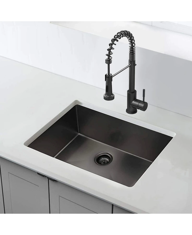 huluwat 32x19inch Gunmetal Black Kitchen Sink Stainless Steel Single Bowl Undermount Nano Surface