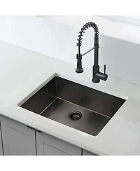 huluwat 32x19inch Gunmetal Black Kitchen Sink Stainless Steel Single Bowl Undermount Nano Surface