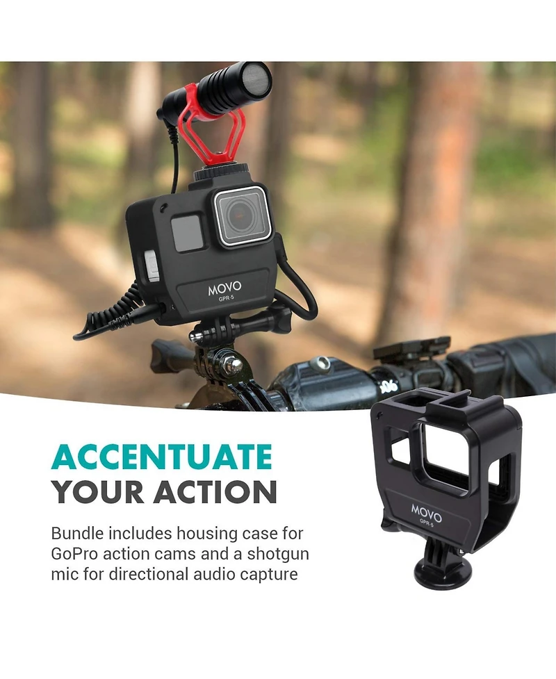 Movo Gpr-5 GoPro Camera Case with VXR10 Microphone Bundle