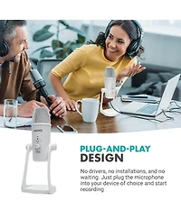 Movo UM700W White Desktop Usb Microphone for Computer