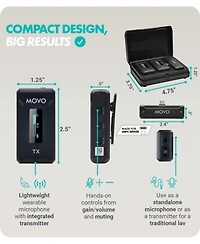 Movo Wmx-2-c Duo Wireless Microphone System for Usb-c