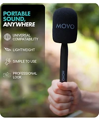 Movo Wmx-hm Handheld Interview Mic Handle for Wireless Microphone Transmitters