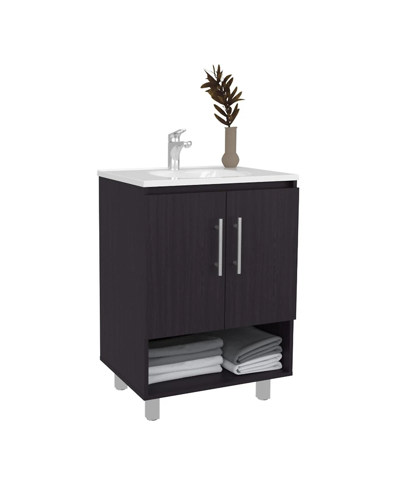 Fm Furniture Texas Freestanding Bathroom Vanity Cabinet with Double Doors,Elevated Base, Modern Design for Sink Installation and Organized Storage