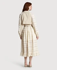 Avec Les Filles Women's Spread Collar Tulle Trench Coat