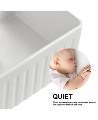 Flynama Fireclay Farmhouse Kitchen Sink, Double Basin, Apron Front, Reversible Design with Grid & Strainer, 33" x 20" x 10" Deep