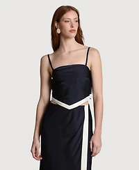 Avec Les Filles Women's Square Neck Scarf Top