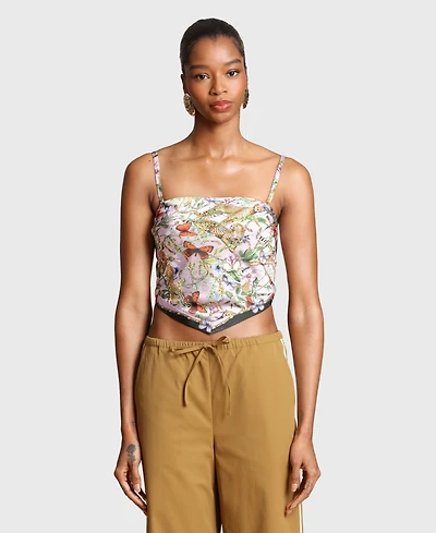 Avec Les Filles Women's Square Neck Scarf Top