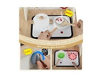 Slickblue Wooden Toy Kitchen for Kids with Functional Faucet and Sink