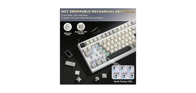 Lofree YZ98 Gasket Mechanical Keyboard 99 Key Hot Swappable BT5.0/2.4G/Usb-c Wireless Gaming with 5-Layer Sound Padding Nkro 98% Layout with Rgb