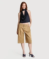 Avec Les Filles Women's Tailored Mid Rise Bermuda Shorts