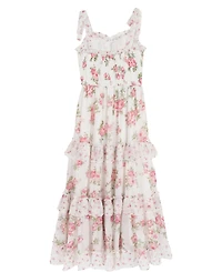 Rare Editions Girls' 7-16 Floral Chiffon Smocked Ruffle Dress