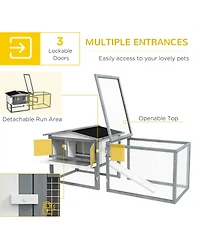 Pawhut Wooden Small Animal House Rabbit Hutch Bunny Cage w/ Backyard Run Ramp