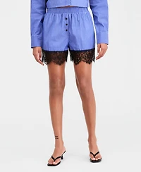Bar Iii Women's Lace-Hem Pull-On Shorts, Macy's Exclusive
