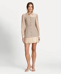 Avec Les Filles Women's Twofer Collared Neck Short Dress