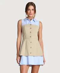 Avec Les Filles Women's Collared Neck Short Dress