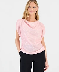 Anne Klein Women's Sequin Embellished Cowlneck Blouse
