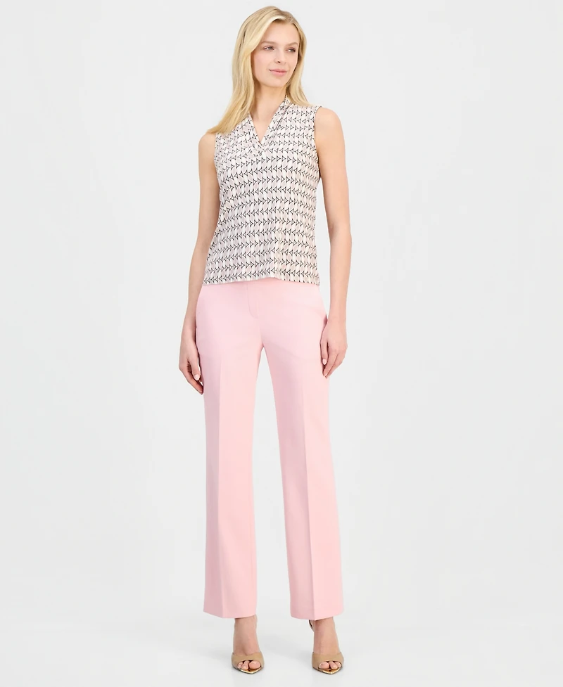 Anne Klein Women's Triple-Pleat V-Neck Sleeveless Top