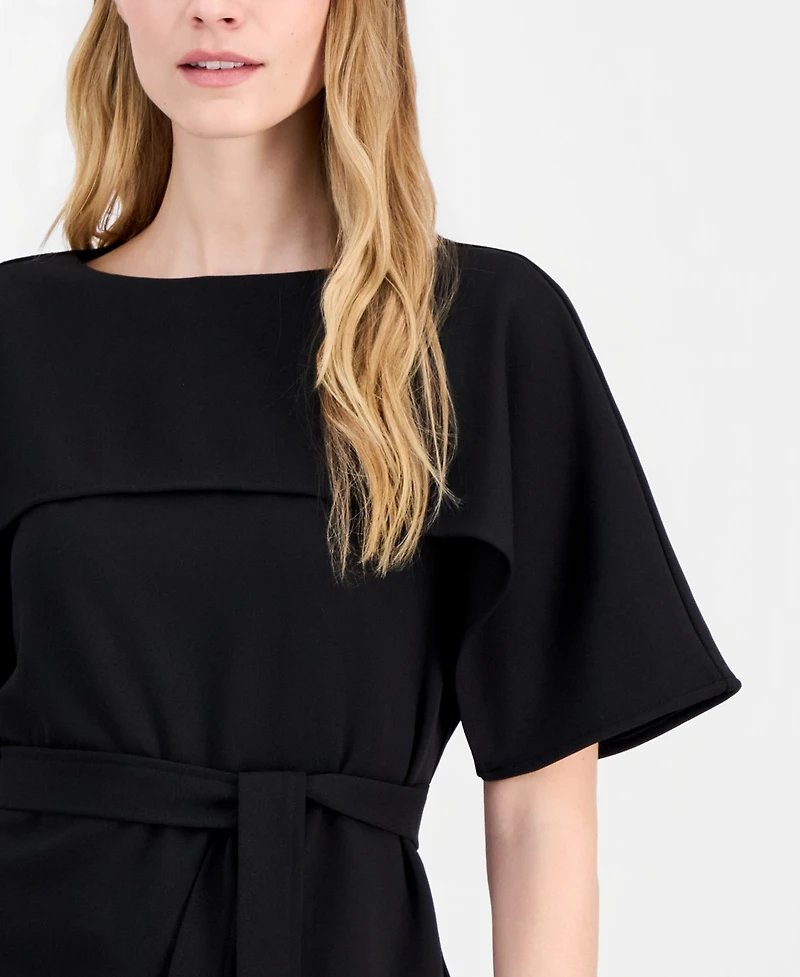 Anne Klein Women's Layered Belted Short-Sleeve Top