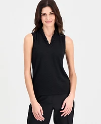 Anne Klein Women's Sleeveless Ruffled-Neck Top