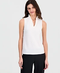 Anne Klein Women's Sleeveless Ruffled-Neck Top