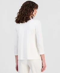 Anne Klein Women's Open-Front Floral-Applique Cardigan