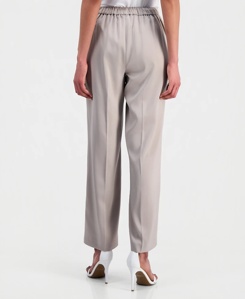 Anne Klein Women's High-Rise Pull-On Satin Trousers