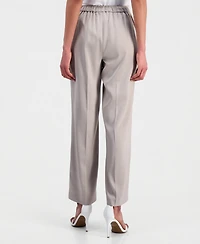 Anne Klein Women's High-Rise Pull-On Satin Trousers