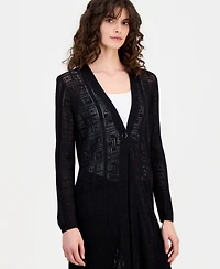 Anne Klein Women's Geometric-Knit Duster Cardigan
