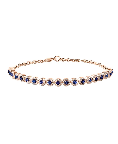 Lali Jewels Blue Sapphire (1.12 ct. t.w.) and Diamond (0.56 ct. t.w.) Bracelet in 14k Rose Gold