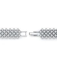Sterling Silver 14K Gold Plated Clear Cubic Zirconia 4-Row Tennis Bracelet