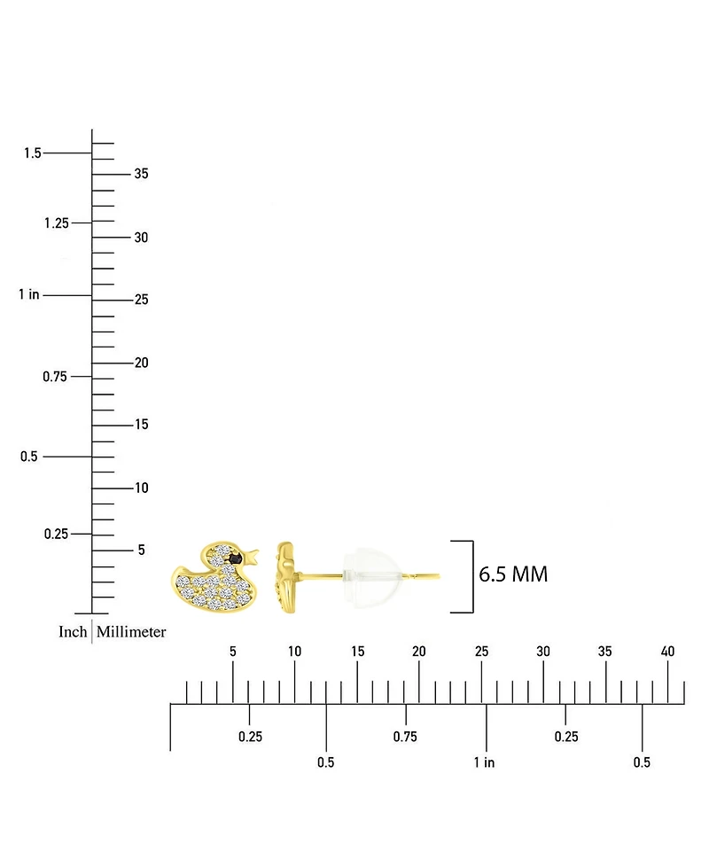 Macy's Micropave 14k Yellow Gold Baby Duck Stud Earrings