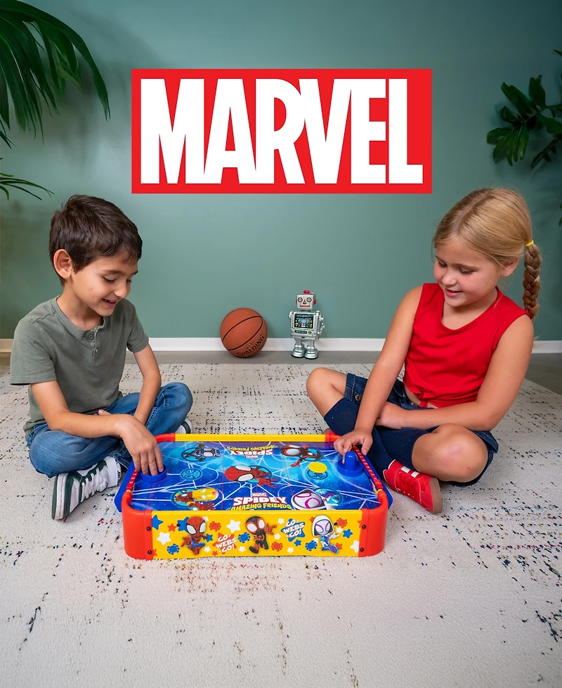 World Tech Toys Marvel Spidey and His Amazing Friends Electronic Tabletop Air Hockey Wood