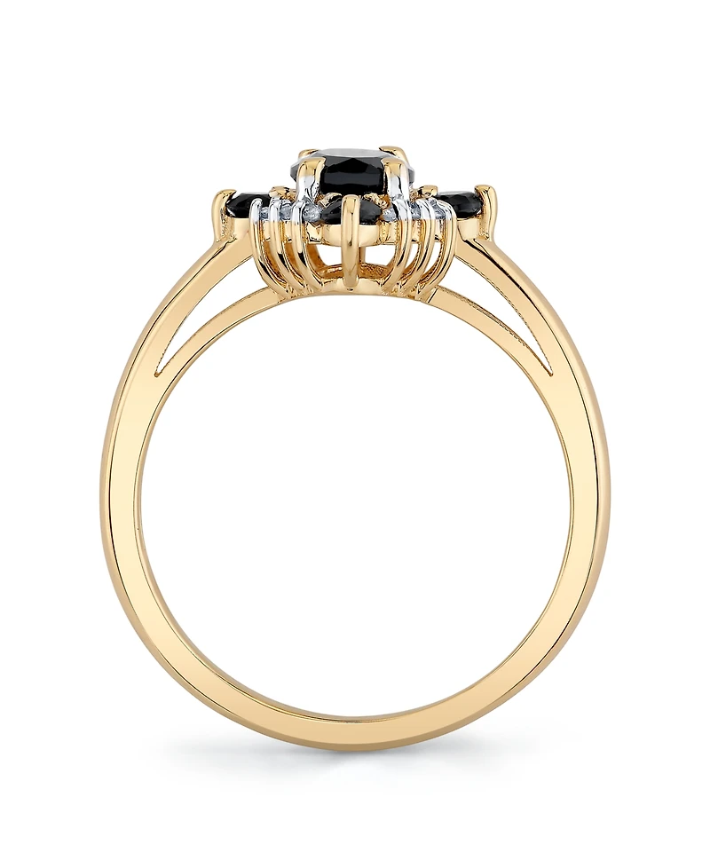 Macy's Onyx (1 ct. t.w.) & Diamond (1/10 ct. t.w.) Ring in 10k Yellow Gold