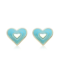 GiGiGirl Sterling Silver 14K Gold Plated 8MM Colored Enamel Heart Stud Earrings