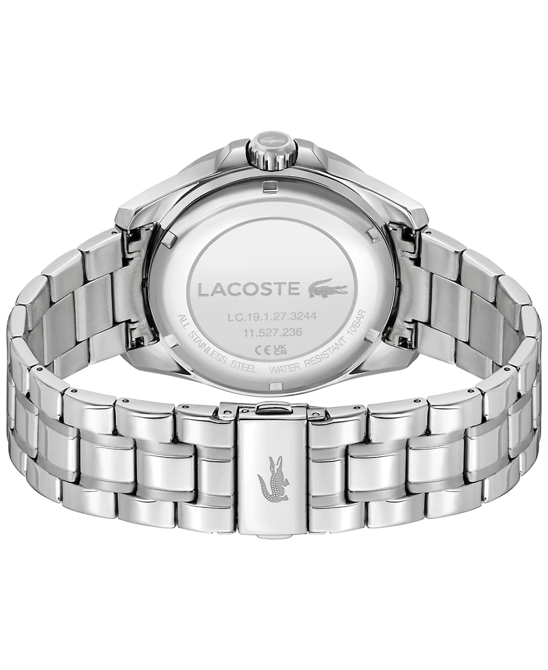 Lacoste Men's Capbreton Silver Tone Stainless Steel Bracelet Watch, 43mm
