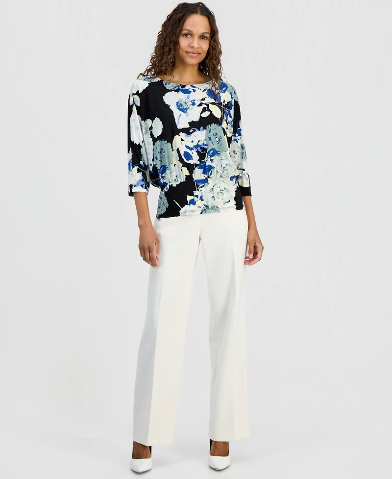 Anne Klein Essentials Petite Banded-Hem 3/4-Sleeve Top