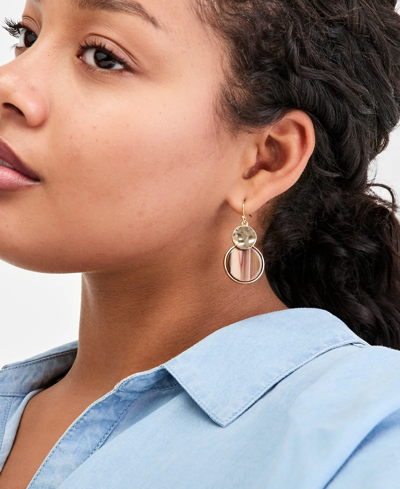Style & Co Disc & Stone Inlay Drop Earrings, Macy's Exclusive