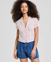And Now This Women's Fitted Button-Front Poplin Shirt, Macy's Exclusive