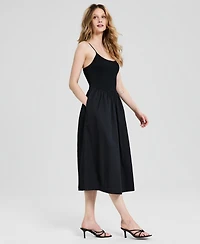 And Now This Women's Scoop-Neck Smocked Cotton Midi Dress, Macy's Exclusive