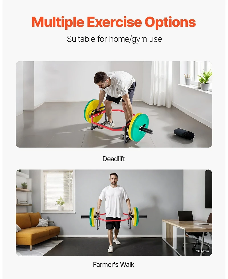 Mecale Trap Bar Hex Bar, 2-Inch Barbell, 500 lb Capacity Strength Training for Deadlifts and Squats