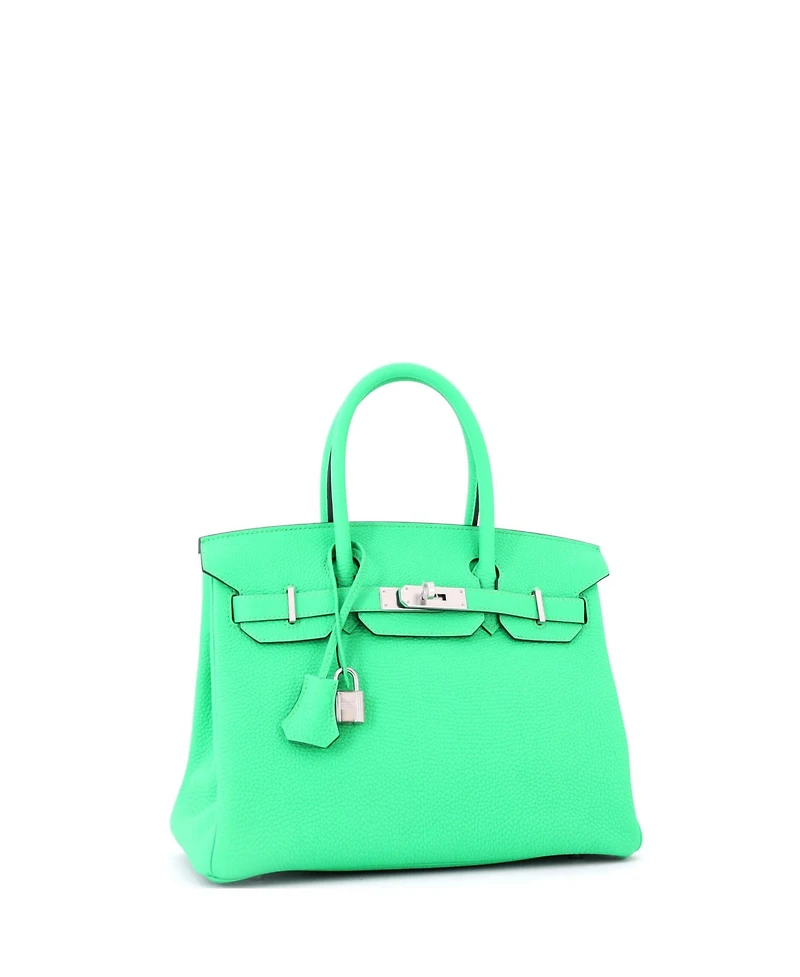 Pre-Owned Hermes Birkin 30 Handbag Green Togo with Palladium Hardware