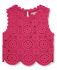 H by Habitual Girls' 7-16 Crochet Round Neck Top