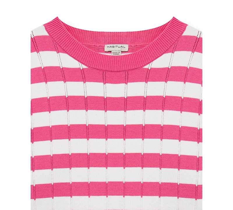 H by Habitual Girls' 7-16 Mixed Stripe Sweater and Shorts, 2-Piece Set