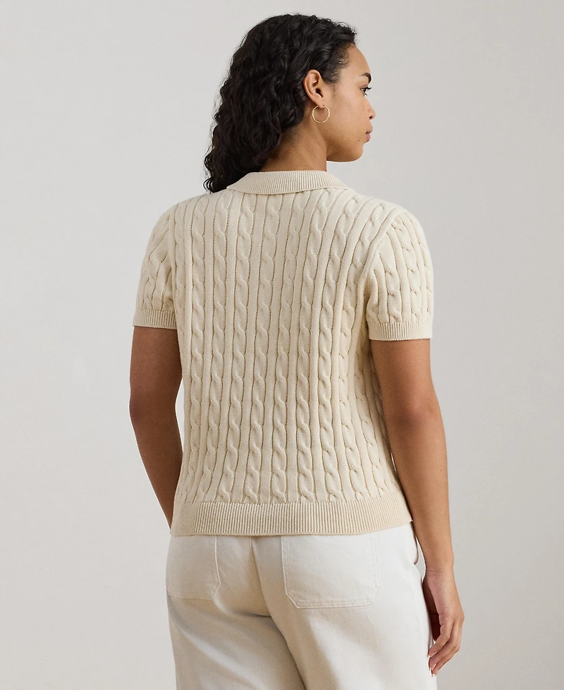 Lauren Ralph Plus Cable-Knit Polo Shirt