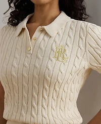 Lauren Ralph Plus Cable-Knit Polo Shirt