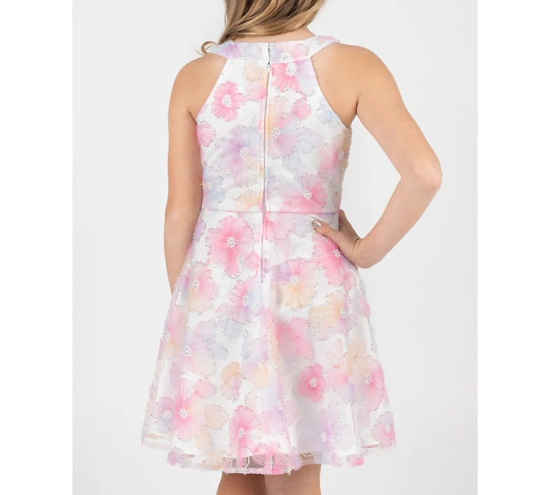 Rare Editions Girls' 7-16 Beaded Soutache Halter Dress