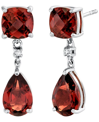 Macy's Garnet (5-19/40 ct. t.w.) & Diamond Accent Drop Earrings in Sterling Silver